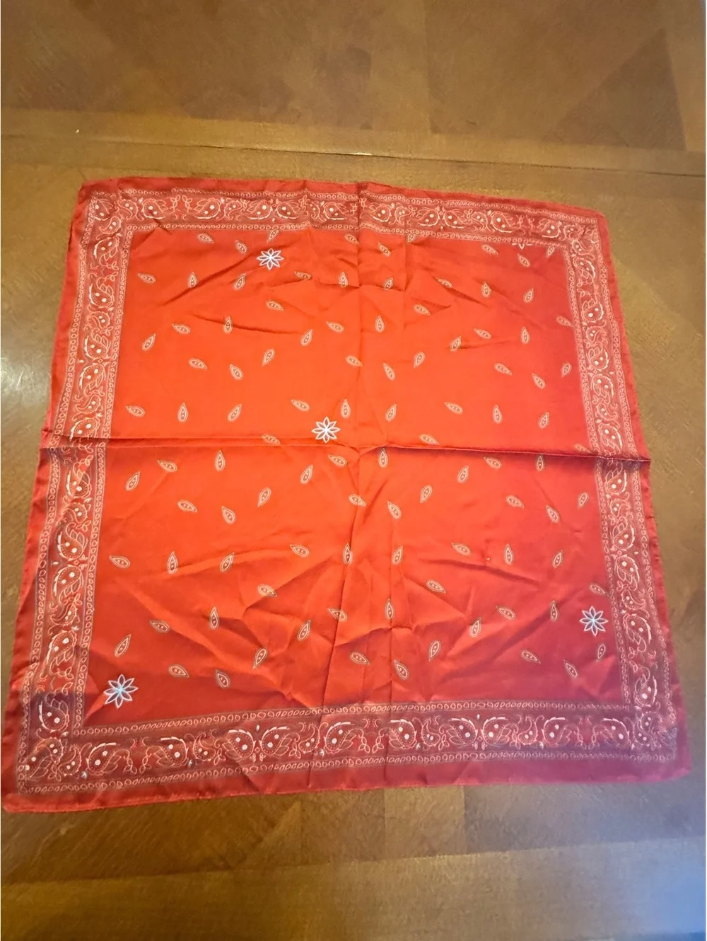 Red Bandana with Classic Paisley Pattern and Floral Accents 276